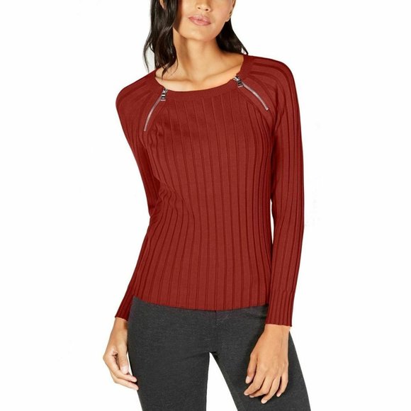 INC Zipper-Detail Raglan Sleeve Sweater - Picture 1 of 3